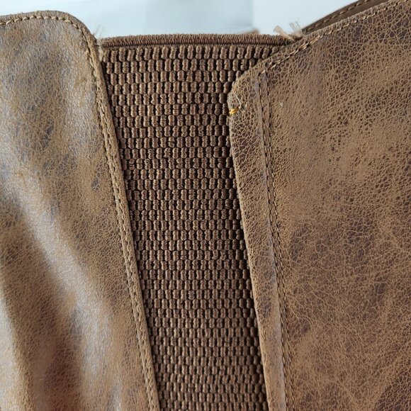 Women's Brown Knee-High Riding Boots With Buckle & Zipper Elastic sides Size 6 N - Picture 5 of 10